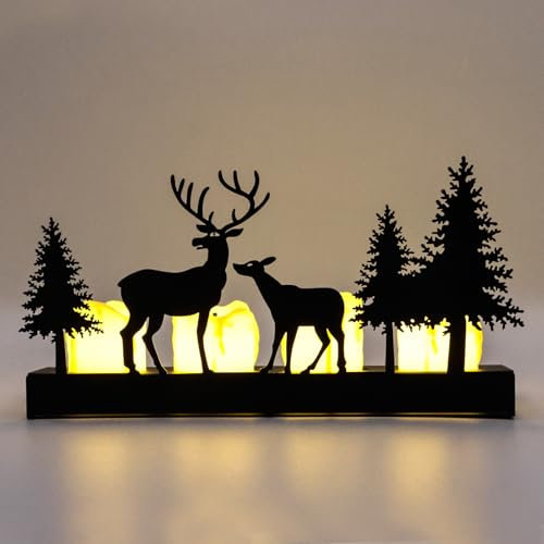 GAROMIA Bougeoir Noir Métal pour 4cm Bougies Chandelier Noel l'Avent pour Bougie Chauffe-Plat Centre de Table Chandelier de Noël Bougie Decorative Interieur Deco Maison Cadeaux