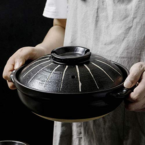 HAVVMK Cacerola Redonda Cacerola de cerámica Resistente al Calor con Tapa Olla sopera en Olla sopera Olla sin Aceite con pincelada Guiso Lento A 1,7 l