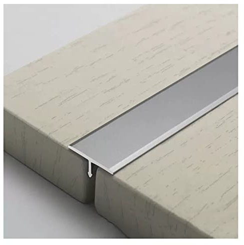 Zjpgcsdsc 2 cm breite T-Form-Bodenübergangsleiste, Flache Schwellenleisten aus Metall for Teppichkanten for Türöffnungen, Badezimmer und Küchen(Silver,Length 110cm/43.3in)
