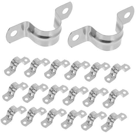 CATIEBYE 25pcs Stainless Steel Pipe Clamp U-Bracket Clamp Ring for Pipe Easy Installation