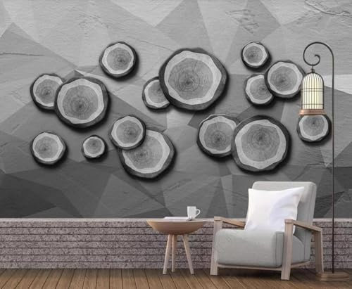 Vintage Geometrische Steinfliese Grau Und Schwarz Holzmaserung 3D Tapeten Home Esszimmer Fototapete Effekt Wohnzimmer Schlafzimmer Kinderzimmer-150cm×105cm