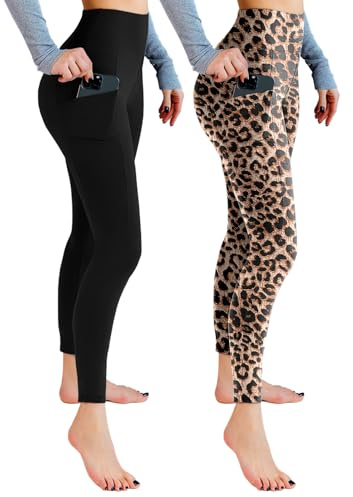 Leafigure 2er Pack High Waist Leggings Damen mit Taschen | Blickdichter Stoff, Elastischer 4-Wege-Stretch, Ideal für Gym, Yoga, Laufen und Alltag
