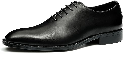 Genérico Oxfords Formales Negocios para Hombres Zapatos Bajos Cordones en Cuero Zapatos de Vestir Boda Fiesta Trabajo,Negro,37