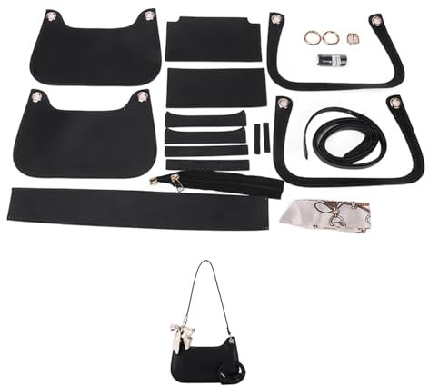 DIY Kunstleder-Handtaschen-Herstellungsset Damen-Schulterhandtasche, einfaches Taschenherstellungsset, handgefertigt, DIY-PU-Ledertasche, Strickset, Materialzubehör for Nähen von Taschen(Num4 Black)