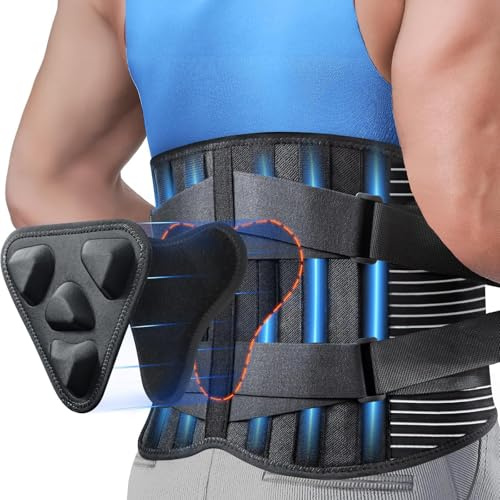 Posbaer rückenstützgürtel nierengurt herren damen rückenbandage rückengurtel rückenstütze ischias gürtel ruckenhalterung korrektur lendenwirbelstütze ortho gürtel ischias hüftgurt (Schwarz, XL)