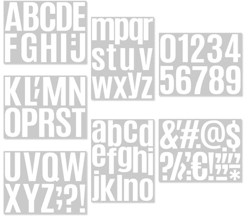 7 Blätter Buchstaben Aufkleber Kit, 10CM Selbstklebendes Vinyl Buchstaben Zahlen Aufkleber Klebebuchstaben Wetterfest, Briefkasten Nummern Aufkleben, für DIY Scrapbook Grußkarte (Weiß)