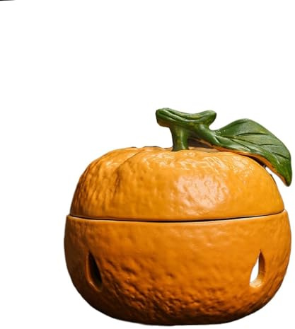 HAJHI Bote Para Ajos Encimera Especias Almacenaje Cerámica Guarda Ajos 3.8in Calado Transpirable Tarro Para Ajos A Prueba De Humedad Sin Olor(Tangerine)