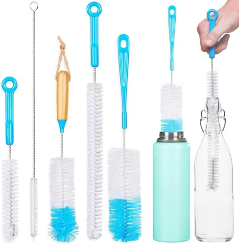 5 Stück Flaschenbürste Set, Flaschen Bürste Lang, Flasche Reinigungsbürsten für Trinkflaschen, Glasflaschen, Baby Flaschen, TrinkgläSer