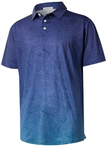 iCKER Mens Short Sleeve Polo Shirts Golf Printed Polo Shirt for Men Casual Elastic T-Shirt Soft Tee Polo Tops