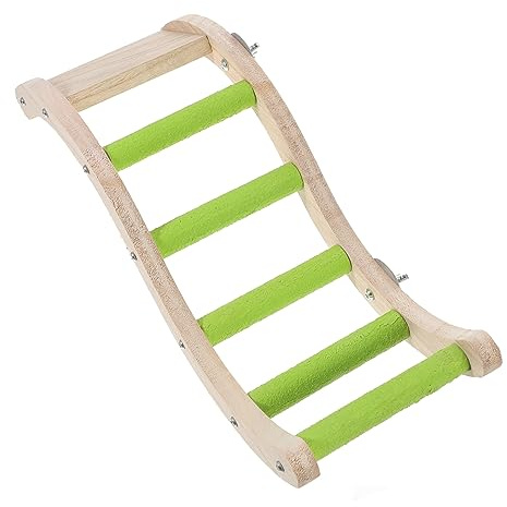 Luxshiny Escalera para Pájaros Resistente a Mordeduras de Madera Natural, Escalera para Loro Tamaño Mediano, Juguete para Jaula de Interior Adecuado para Periquitos y Cacatúas