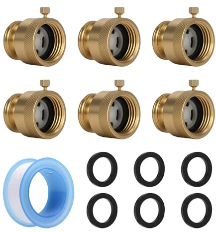 Solimeta 6-Pack Vacuum Breakers, 3/4 Inch GHT Hose Bibb Connector, Backflow Preventer, Anti-Backflow Vacuum Breakers for Garden Hose