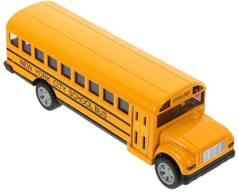 FRCOLOR Schulbus Modellspielzeug Pull Back Funktion Realistisch Gestaltetes Druckguss Fahrzeug für Kleinkinder Umweltfreundliches Batteriefreies Nachziehspielzeug Geburtstagsgeschenk