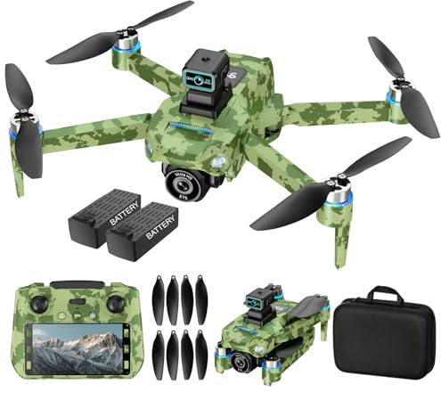 Drones for Adults, Drone for Beginners, GPS Drones 4K, Auto Return, Obstacle Avoidance, Drone with Screen on Controller (Army green)