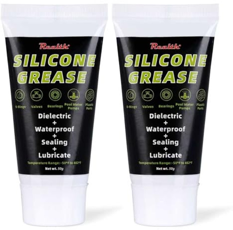 Realth Silicone Lubricant/Dielectric Grease 2 Packs 50g Clear | Rubber Seals & O-Rings, Waterproof, for Plumbing Faucet Sliding Door Track