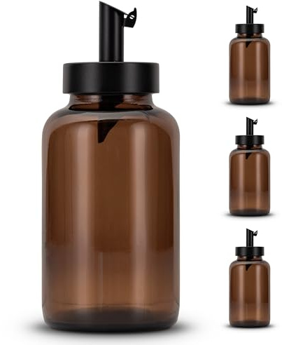 Koffs Design - Set of 3 Sugar Shakers with Stainless Steel Dispenser - Individual Shaker for Sugar, Sprinkles, Sesame, Seeds and More - Modern Glass Sugar Bowl with UV Protection - Blank 300 ml