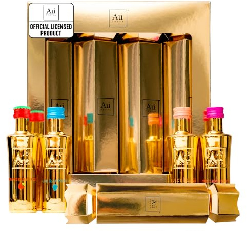 Au Vodka Christmas Crackers - Au Vodka Gift Set, Official Licensed 4 x 5cl Alcohol Cracker, Miniature Bottles - Handcrafted In The UK - Alcohol Gifts for Men and Women, Festive Xmas Mini Gift Set