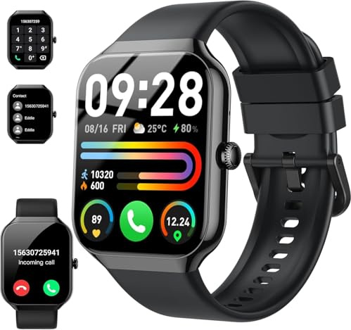Motast 2025 Smartwatch Damen Herren,1,96 Smart Watch, Telefonfunktion,115+ Sportmodi Schrittzähler Armbanduhr, Herzfrequenz/SpO2/Schlafmonitor Fitnessuhr, IP68 Wasserdicht Sportuhr für Android iOS