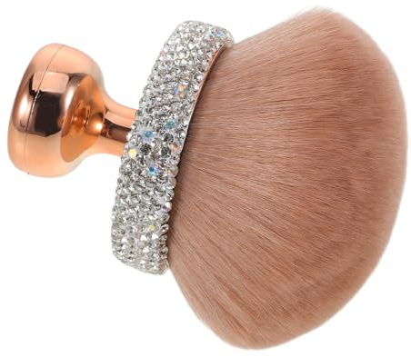 WOONEKY Lyxig Makeupborste med Rhinestone Mjuk Svampformad Blushborste för Ansikte Tät Borst för och Kompakt Puder Konturering och Highlight Resvänlig Sminkapplikator