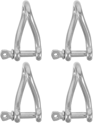 Mikinona Manille Torsadée en Acier Inoxydable 4 MM – Lot de 4 Manilles D’Ancrage Marine à Goupille pour Levage Amarrage et Gréement Nautique Professionnel