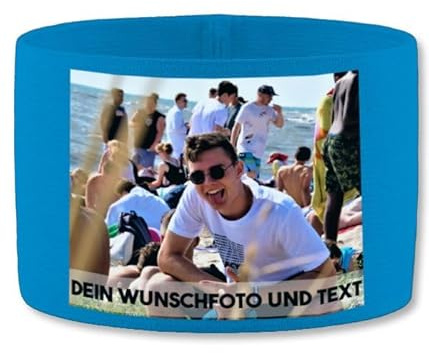 Geschenk mit Namen personalisiert by Shirtracer - Jako Kapitänsbinde - Eigenes Foto Text personalisiert - Malle Saufen Outfit mit Name Bild selber gestalten