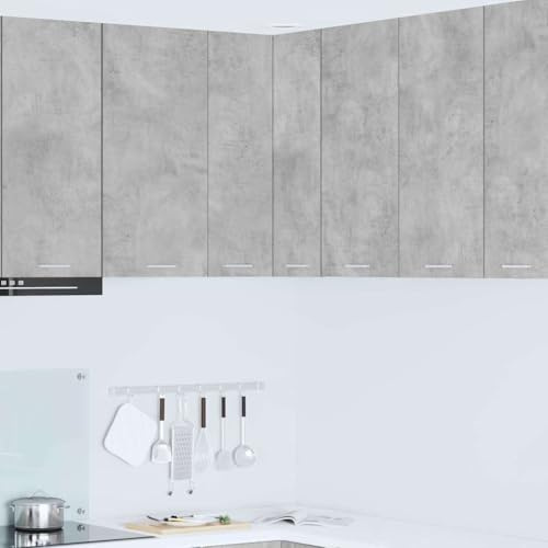 YuuSsea Modern Hanging Corner Cabinet, Concrete Grey and White, 57 x 57 x 80 cm, Engineered Wood Storage for Kitchen Pantry Essentials