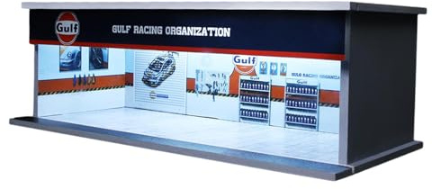 FashionCha Modellauto 1/64 Diorama Parkhaus Fahrzeugmodell Ausstellungsständer Acryl Sammelvitrine mit Licht für Sammler Hobbyraum Büro Geschenk Zuhause, Golföl
