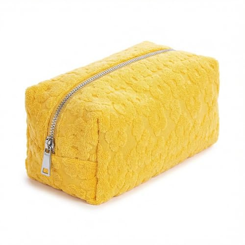 Baesics Kosmetiktasche Damen Kulturtasche 20cm Tropisch Blumen Gelb | Mit umlaufendem Reißverschluss und Innenfach, kompakt für Reise und Handtasche. Beauty Etui als praktische Geschenkidee