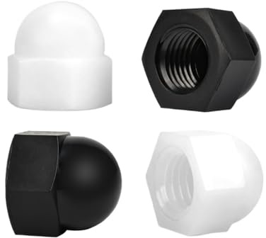 Kunststoff-Sechskantmuttern, weiß/schwarz, Nylon-Hutmuttern, dekorative Abdeckung, Halbkreis-Hutmutter, M3, M4, M5, M6-M20, Blindmutter, Kappe, sechseckige Kuppel(Black,M12 (10pcs))