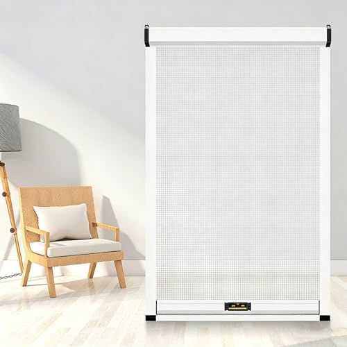 Mosquitera Enrollable para Ventanas Correderas, Mosquiteras para Ventanas Vertical para Balcón Baño Puerta Corredera - Protección contra Insectos y Gatos