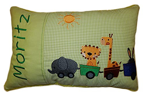 Momelie Grünes Schmusekissen * Kuschelkissen * Tierzug * mit Namen Bestickt * ca. 25 * 40 cm groß * SK-gn_0033
