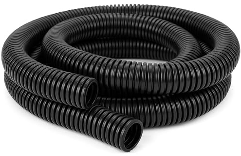 Electriduct 1.5 Flame Retardant Wire Loom Polypropylene Split Tubing Corrugated Conduit (36mm ID) - 10 Feet - Black