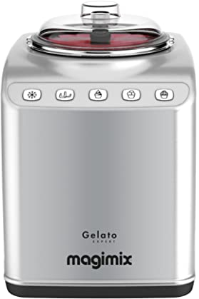 Magimix Gelato Expert | Frozen Dessert Maker with Built In Compressor | 2 x 2 L bowls | Makes Ice Cream, Gelato, Granita, Frozen Yoghurt, Sorbets | Satin, 11680