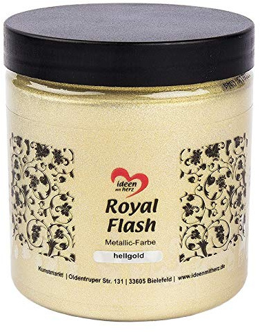 Ideen mit Herz Acryl-Farbe metallic Royal Flash, Hochbrillante Metallic-Farbe, 50 ml (XL hellgold - 250 ml)