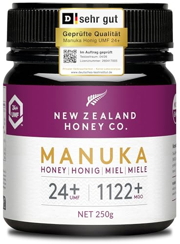 Miel de Manuka MGO 1122+ UMF 24+, analizada en laboratorio, cruda, 250g | Grado premium, certificada UMF 24+ y MGO, analizada en laboratorio independiente, cruda y monofloral, trazable al origen