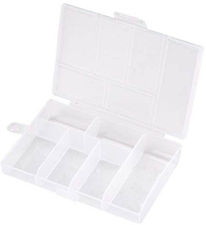 sourcing map Kunststoffgitter Aufbewahrungsbox Stabil Teiler Teil für Schmuck Perlen Ohrring Behälter Werkzeug Angelhaken Klein Zubehör Klar 6 Gitter 11,5 x 8 cm
