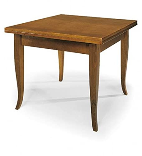 Mar.c.a. Design - Table Salle à Manger carrée Extensible Bois Massif 100-200 cm Table Bois Noyer Pieds Sabre Style Arte povera Made in Italy