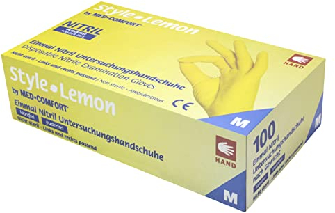 Lemon - Guantes de nitrilo (100 unidades, talla S), color amarillo