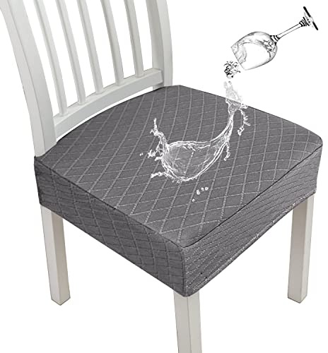 JUNZHE Stuhlhussen 2er/4er/6er Set Stretch Stuhlbezug, Abnehmbarer Waschbarer Universale Hussen für Stühle Schutz für Esszimmerstühle, Küche, Hotel, Restaurant, Hochzeit, Büro(Grau, 6 Stück)