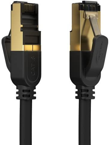 RedStar24 Cat 8 Netzwerkkabel 1m Gigabit Highspeed LAN Kabel RJ45 Patchkabel POE DSL S/FTP 40 Gbps 2000MHz Ethernet Kabel Cat 8.1 Schwarz für PS5, PS4, Xbox One, Router, TV, Modem, Laptop, PC usw