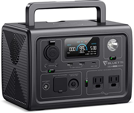 BLUETTI EB3A Portable Power Station, 268Wh Solar Generator LiFePO4 Battery Backup w/ 2 600W (1200W Surge) AC Outlets, Recharge from 0-80% in 30 Min., LFP Backup for Outdoor Camping, Trip, Power Outage