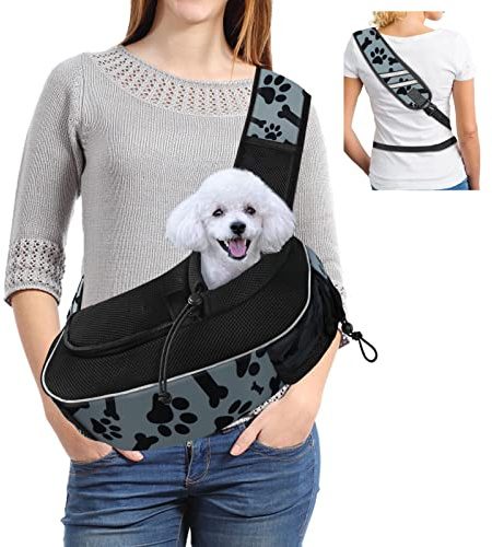 Gloppie Haustier Hund Riemen-Fördermaschine, Welpe Reisetasche Tote Verstellbarer Gepolsterter Gurt Atmungsaktives Netz Vordertasche, Tragetuch Waschbar für Kleine Hunde & Katze unter 5 kg, Größe M