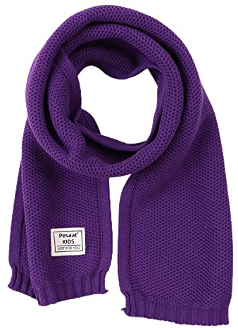 Pesaat Bufanda de punto de invierno para niños, cálida y sólida, para bebés, bufandas largas suaves para niños y niñas, cuello de pañuelo, urdimbre, otoño, Morado (, Talla única