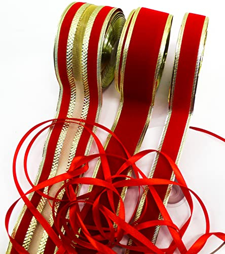 CaPiSo Weihnachtsband Satinband Geschenkband Schleifenband Dekoband Advent Weihnachten mit Schrift Frohe Weihnachten (Set 10)