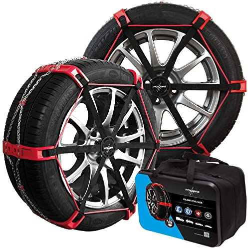Polaire Steel Sock - Paire de Chaines à Neige Pour Pneu Auto - Adhérence et Grip d'une Chaine - Sur Neige et Glace - Tension et Montage Rapide et Facile comme une Chaussette Neige Voiture