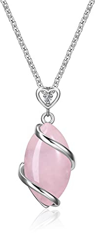 Jovivi Healing Crystal Necklace Women,Wire Wrapped Natural Gemstone Reiki Healing Stone Pendant Necklace Jewellery Gifts For Her Mum Mothers Day Valentines Christmas