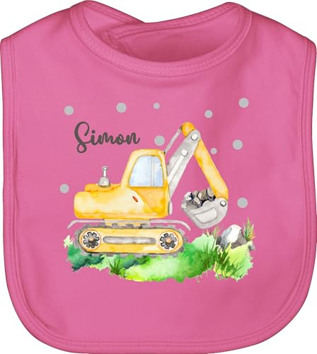 Baby Lätzchen - Bagger I Baggerfahrer Geschenk - Unisize - Pink - laetzchen name baufahrzeug digger schlabberlatz fahrzeug baustelle latz fahrzeuge excavator sabberlatz personalisierte baustellen