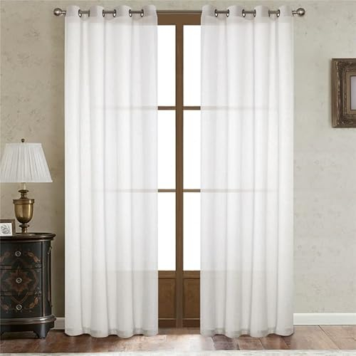 Devola Cortinas con ojales de aspecto de lino, semitransparentes, cortinas con ojales, cortinas de lino, cortinas confeccionadas para salón, moderna, para balcón, 132 x 214 cm (ancho x alto), color