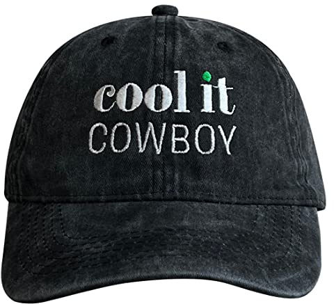 Bukesiyi Cool it Cowboy Hats for Men and Women,Funny Vintage Embroidered Dad Hat Low Profile Sports Baseball Cap Washed Black