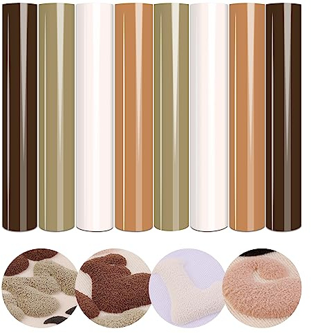 Tintnut Skin Tone Puff HTV Vinyl Värmeöverföring - 8 ark 30 cm x 25 cm 3D puffig värmeöverföring vinyl skum naken brun HTV järn på vinyl för T-tröjor gör-det-själv