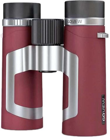 GoView ZOOMR 10x34 kompaktes, portables Fernglas (10-Fach Zoom, Magnesiumgehäuse, inkl. Smartphone-Adapter & Zubehör) Ruby Rot